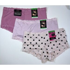 Maidenform One Fab Fit Boyshort Panty 40760 Pinks & Pink Dot 3 Pair Size L/7 New